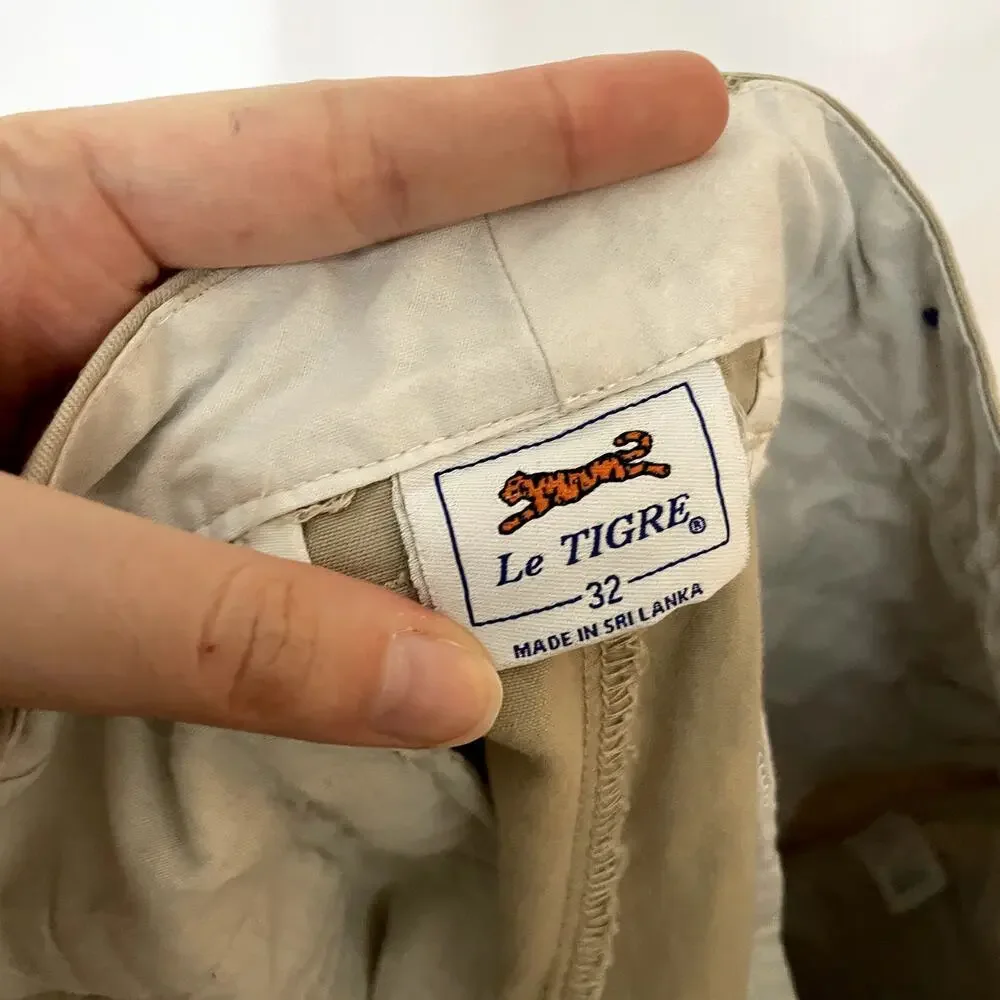 Le Tigre tan cargo shorts men's size 32 cotton pants summer pockets casual